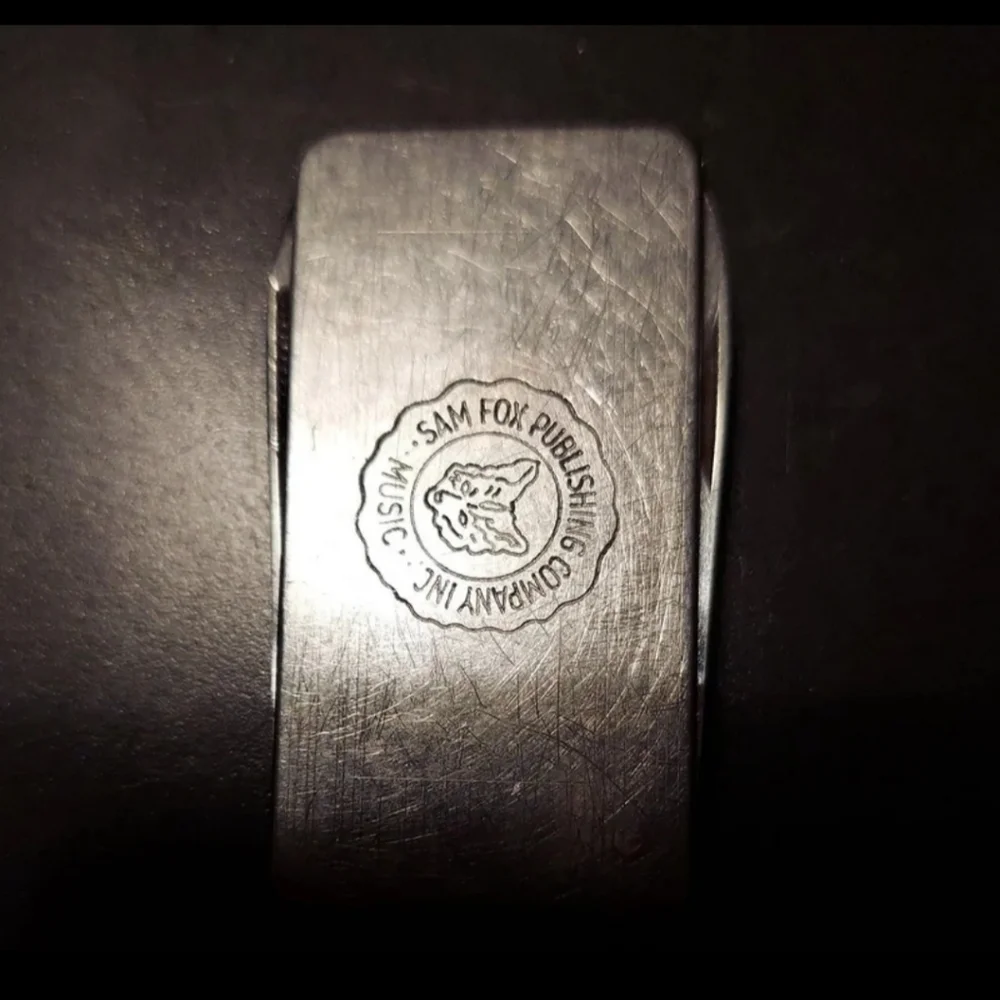 SAM FOX MUSIC PUBLISHING ANTIQUE SILVER  (ITALY) MONEY CLIP NAIL FILE VERY RARE!